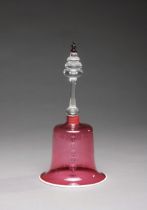 A VICTORIAN CRANBERRY GLASS TABLE BELL