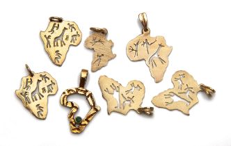 SEVEN GOLD PENDANTS