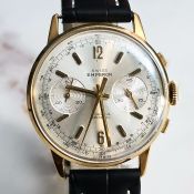 SWISS EMPEROR LARGE CHRONOGRAPH WITH ORIGINAL DIAL IN GOLD PLATED CASE VALJOUX CAL 7733 CIRCA 1960S.