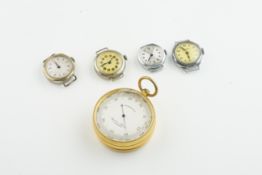 GROUP OF VINTAGE WATCHES AND BAROMETER, includes 4 wristwatches and an antique barometer.***