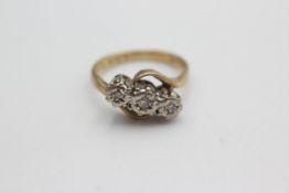 9ct gold vintage diamond trilogy ring (2.5g)