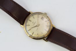 MANUAL WIND OMEGA CIRCA 1967 34MM, Circular champagne dial with baton hour markers and a date window