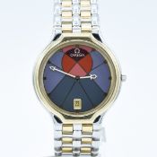 OMEGA DE VILLE SUN SYMBOL WITH DATE QUATZ LIMITED EDITION WRISTWATCH IN MID-SIZED TWO TONE 18CT GOLD