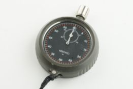 SEIKO MECHANICAL STOPWATCH, circular black dial with numerals and hands, 60mm case with a crown