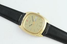 VINTAGE OMEGA GENEVE MEGAQUARTZ, champagne dial with baton hour markers, date and day aperture, 37mm