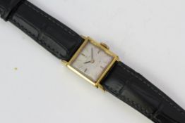 AUTOMATIC LADIES OMEGA 19MM, Square silver dial with baton hour markers. In a gold plated case