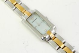 LADIES EMPORIO ARMANI MOTHER OF PEARL QUARTZ WATCH, rectangular mother of pearl dial with