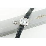LONGINES PLATINUM LIMITED EDITION CHRONOGRAPH WRISTWATCH, circular white triple register dial with