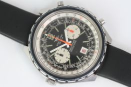 VINTAGE BREITLING 1806 LEFT HANDED NAVITIMER CIRCA 1970, black dial with outer tracks, twin