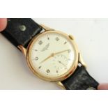 18CT VINTAGE LONGINES AUTOMATIC, circular cream dial with arabic numeral hour markers, subsidiary