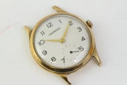 VINTAGE 9CT GARRARD MANUAL WIND WRISTWATCH, circular white dial with arabic numeral hour markers,