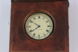 Sterling Silver CARTIER ( Breveté SGDG ) Table Clock, From the 1930s. Cream Dial. Roman numerals.