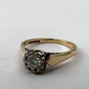 Fine 9ct gold estimated 25 point diamond solitaire ring . Fully hallmarked for 9ct gold. Uk size L -