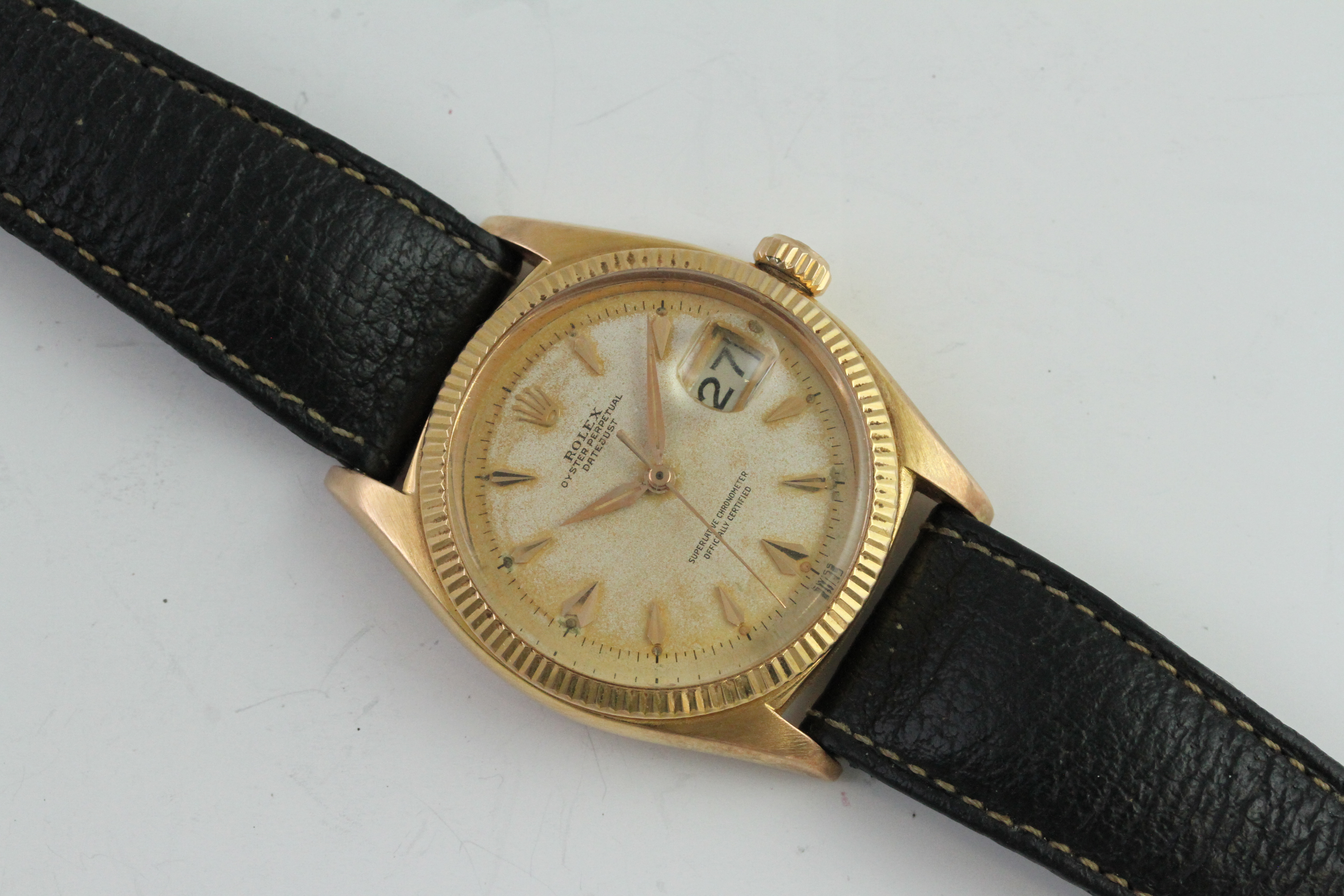 RARE 18CT VINTAGE ROLEX DATEJUST 6605 CIRCA 1959