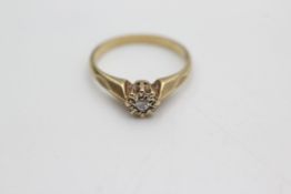 9ct gold vintage diamond solitaire ring (1.9g)