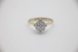 Fine 18ct Gold Diamond Cluster RingFully hallmarked for 18ct Gold. Total weight is 2.1grams. UK size