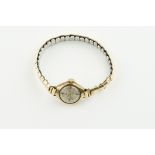 LADIES REGENCY 9CT GOLD COCKTAIL WATCH, circular silver dial with hands and hour markers, 17mm 9ct