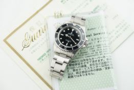 ROLEX OYSTER PERPETUAL SUBMARINER '2 LINER' NON DATE WRISTWATCH W/ GUARANTEE PAPERS REF. 14060 CIRCA