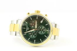 GENTLEMEN'S TISSOT WATCH WITH QUARTZ MOVEMENT ON A GREEN CIRCULAR DIAL WITH THREE SUB-DIALS ON A