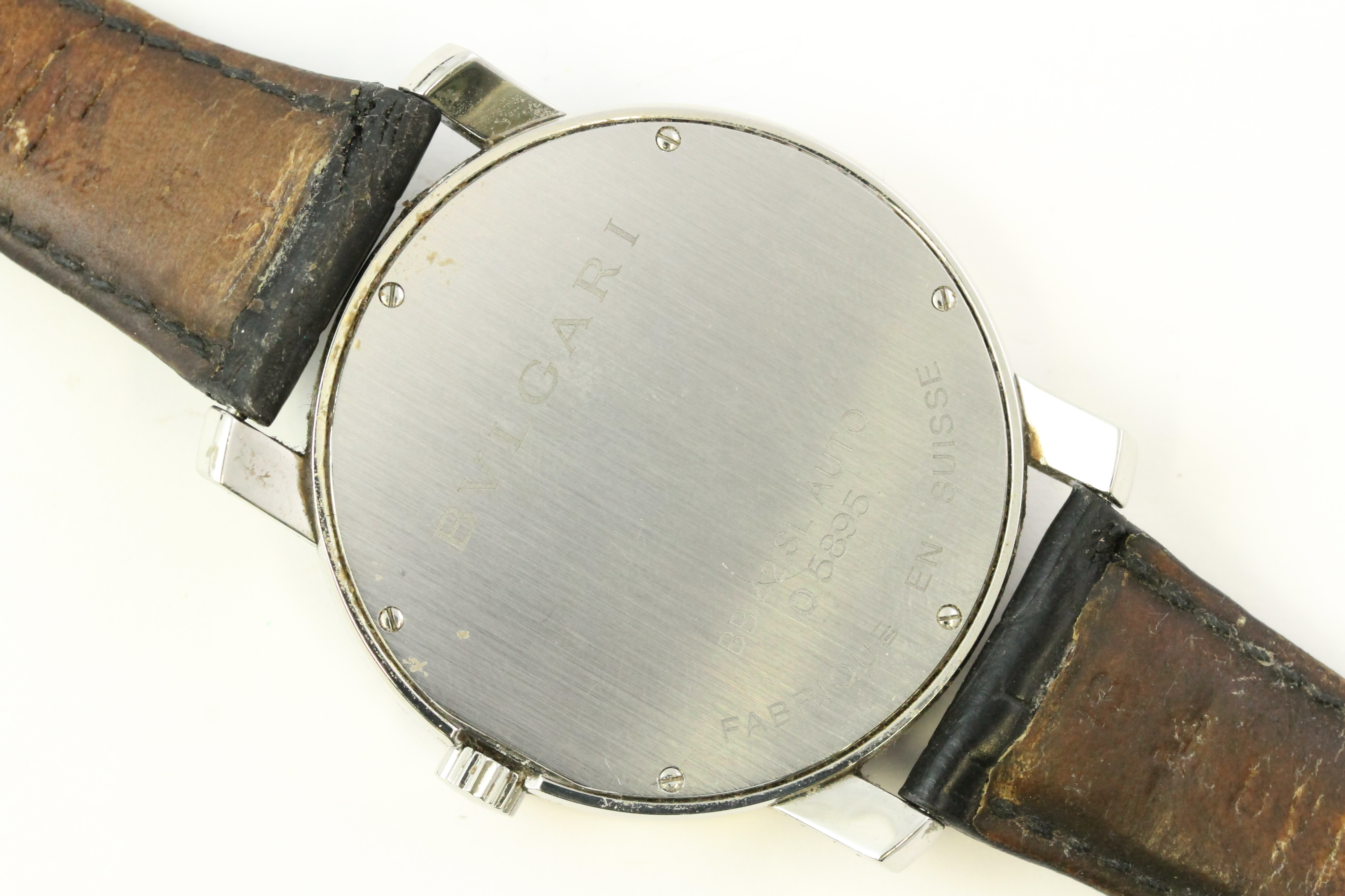 BVLGARI AUTOMATIC DRESS WATCH REFERENCE BB42SL / O1410, black circular dial, baton markers, date - Image 2 of 2