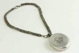 Antique Victorian large sterling silver locket and collar neckalce . Set in solid sterling silver