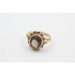 9ct gold vintage smoky quartz rope bordered statement ring (3.1g)