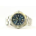 BREITLING SUPEROCEAN REFERENCE A17360, blue dial, luminous Arabic numerals, rotating outer bezel,