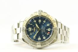 BREITLING SUPEROCEAN REFERENCE A17360, blue dial, luminous Arabic numerals, rotating outer bezel,