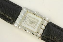 RAYMOND WEIL 5896, stone set dial, stainless steel case, black leather strap, quartz, running