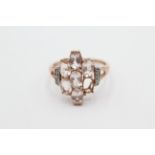 9ct rose gold diamond & morganite statement ring, as seen (2.5g)