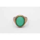 9ct gold chrysoprase signet ring (5.3g)