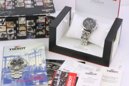 TISSOT PRC200 CHRONOGRAPH REFERENCE T. 461 WITH BOX AND PAPERS, black dial, yellow hands,