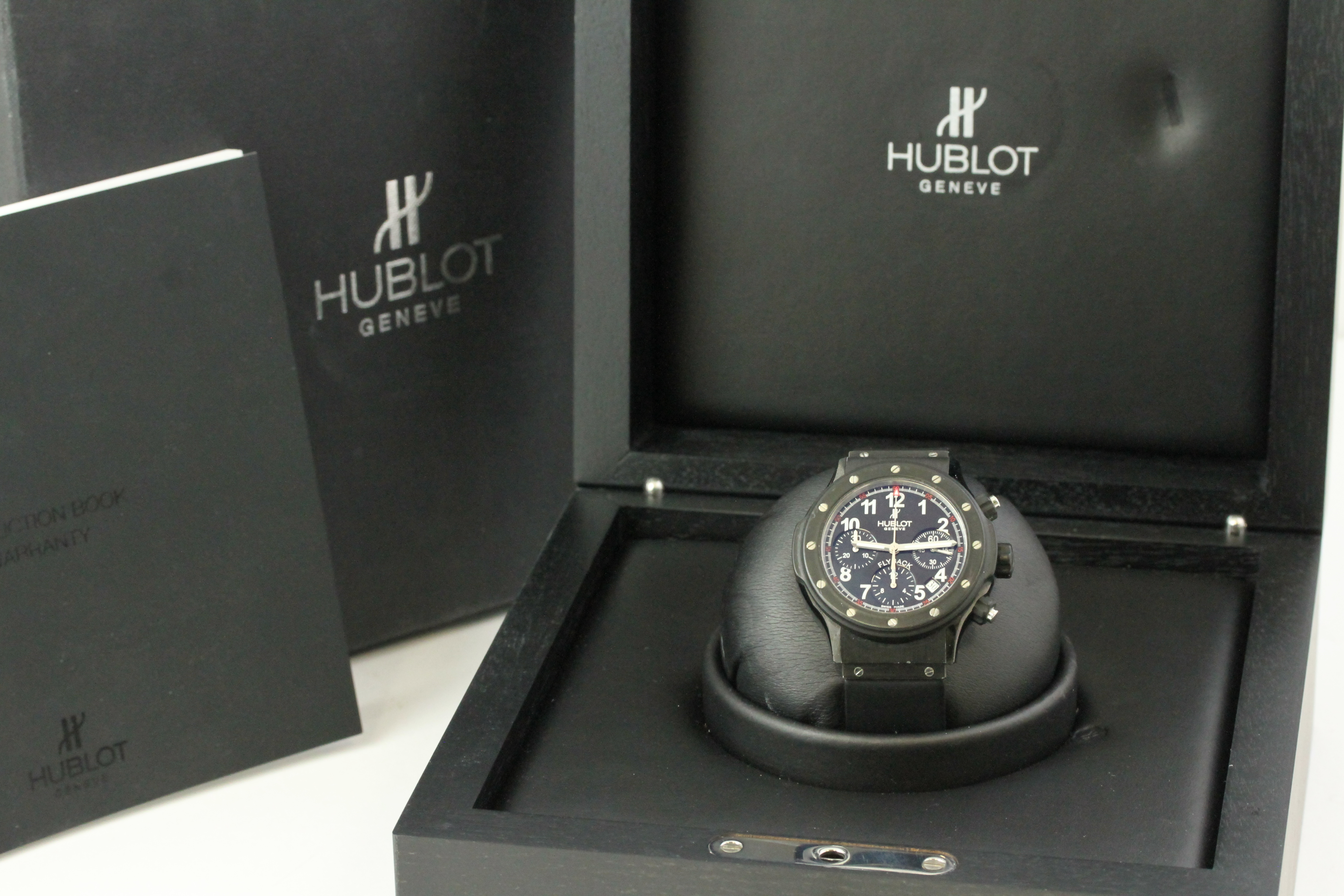 HUBLOT SUPER B BLACK MAGIC FLYBACK CHRONOGRAPH WITH BOX REFERENCE B 1926.12