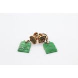 14ct gold vintage jade clip-on earrings (3.2g)