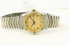 EBEL CLASSIC SPORTS WAVE REFERENCE 183908, cream dial, gold bezel and screws, stainless steel case