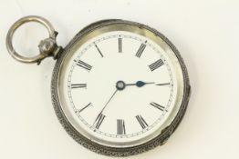 SILVER POCKET WATCH REFERENCE 176484, circular white dial with roman numeral hour markers, 37mm
