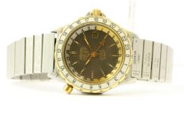 VINTAGE HEUER AIRLINE GMT REFERENCE 895.313, grey dial, gilt hour markers and hands, date