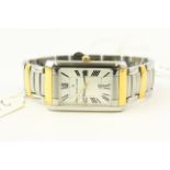 MAURICE LACROIX DRESS WATCH, REFERENCE 89746, rectangular dial, Roman numerals, bi colour case and