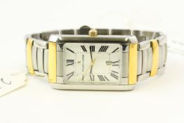 MAURICE LACROIX DRESS WATCH, REFERENCE 89746, rectangular dial, Roman numerals, bi colour case and