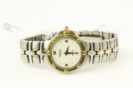 RAYMOND WEIL PARSIFAL 9990, white dial, bi colour case, bracelet and bezel, quartz