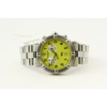 RAYMOND WEIL W1 REFERENCE 8000 B161890, lime green dial, Arabic numerals, two subsidiary dials, 38mm