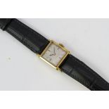 AUTOMATIC LADIES OMEGA 19MM, Square silver dial with baton hour markers. In a gold plated case