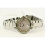 ROTARY - LADIES , mother of pearl dial, stone set case, 28mm, quartz,