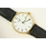 ROTARY 9CT DRESS WATCH, white circular dial with roman numeral hour markers, date aperture at 3 o/