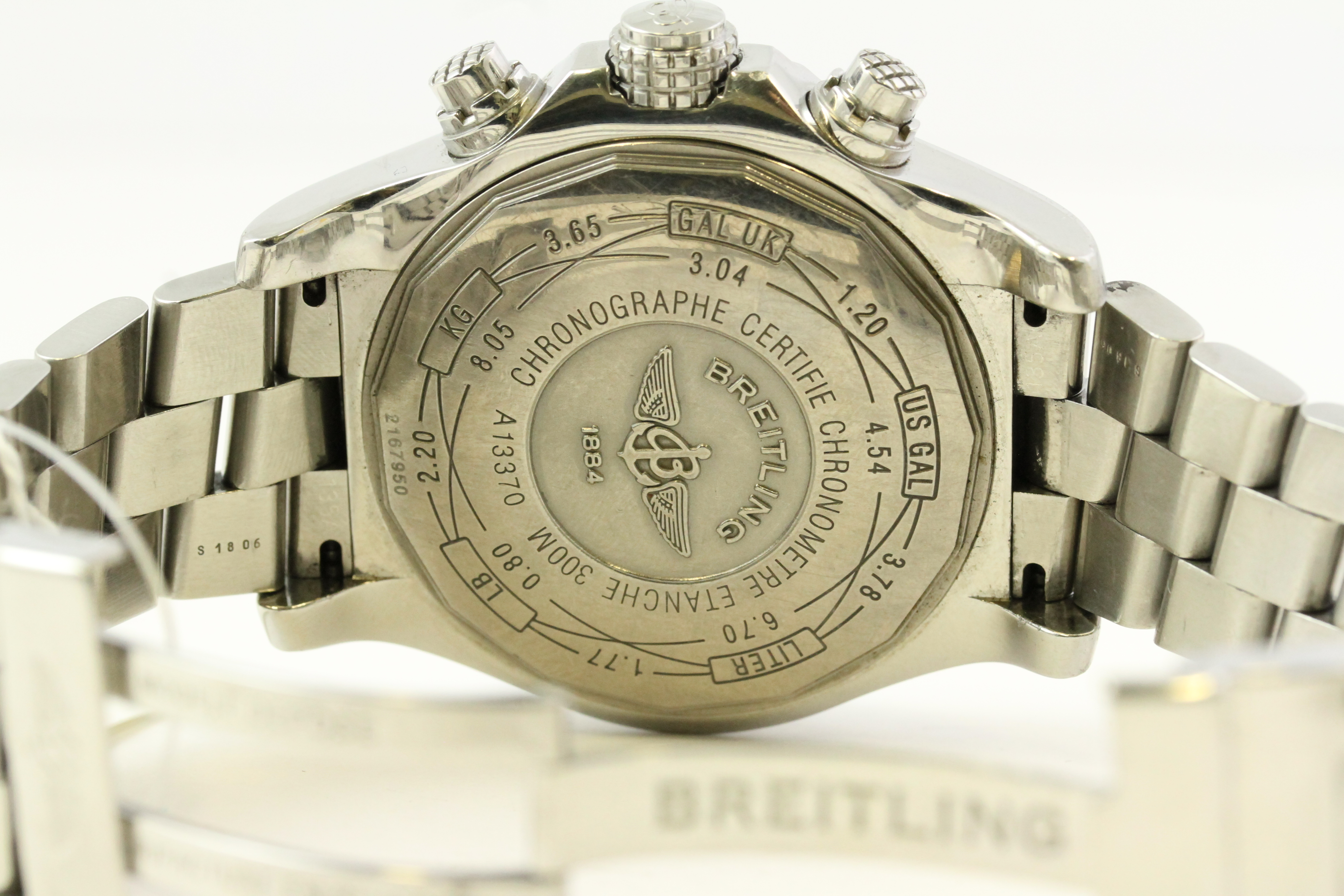 BREITLING DIAMOND SET AUTOMATIC REFERENCE A13370, black dial, Arabic numerals, Diamond set bezel, - Image 6 of 6