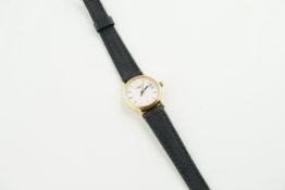 LONGINES GOLD PLATED DATE WRISTWATCH, circular white dial with hour markers and hands, 23mm gold