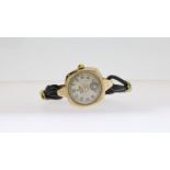 9CT LADIES WRIST WATCH, movement has been replaced with a quartz movement, not running. *