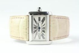 CARTIER TANK DIVAN REFERENCE 2599, white rectangular dial with roman numeral hour markers, 32mm