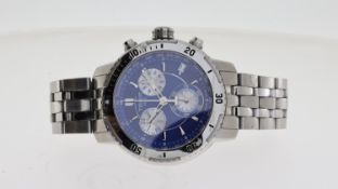 TISSOT CHRONOGRAPH QUARTZ REFERENCE T0674417A, circular blue dial with baton hour markers,