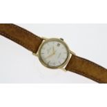 VINTAGE HAMILTON AUTOMATIC WRISTWATCH, circular silver dial with baton hour markers, brown leather